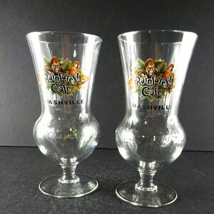 Rainforest Cafe Nashville Tennessee Hurricane Glasses 7 1/2" Tall Lot Of 2